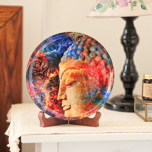 Buddha Single Wall Plate 8 Inch with Stand