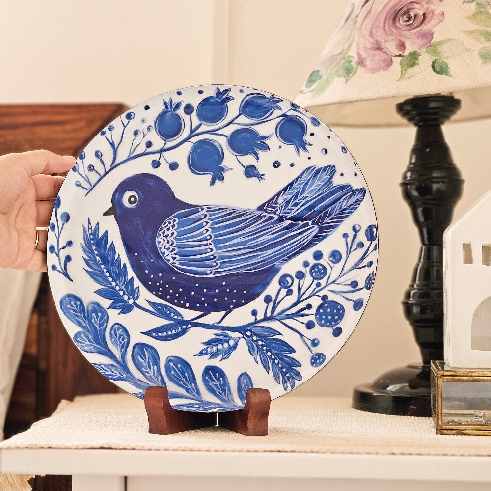 Bird Single Wall Plate with wooden stand