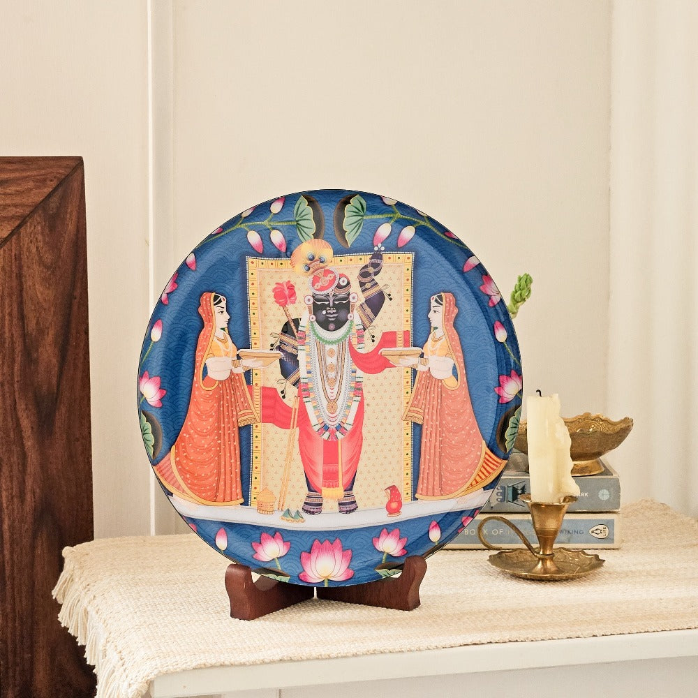 Srinathji Single Wall Plate 10 Inch with Stand