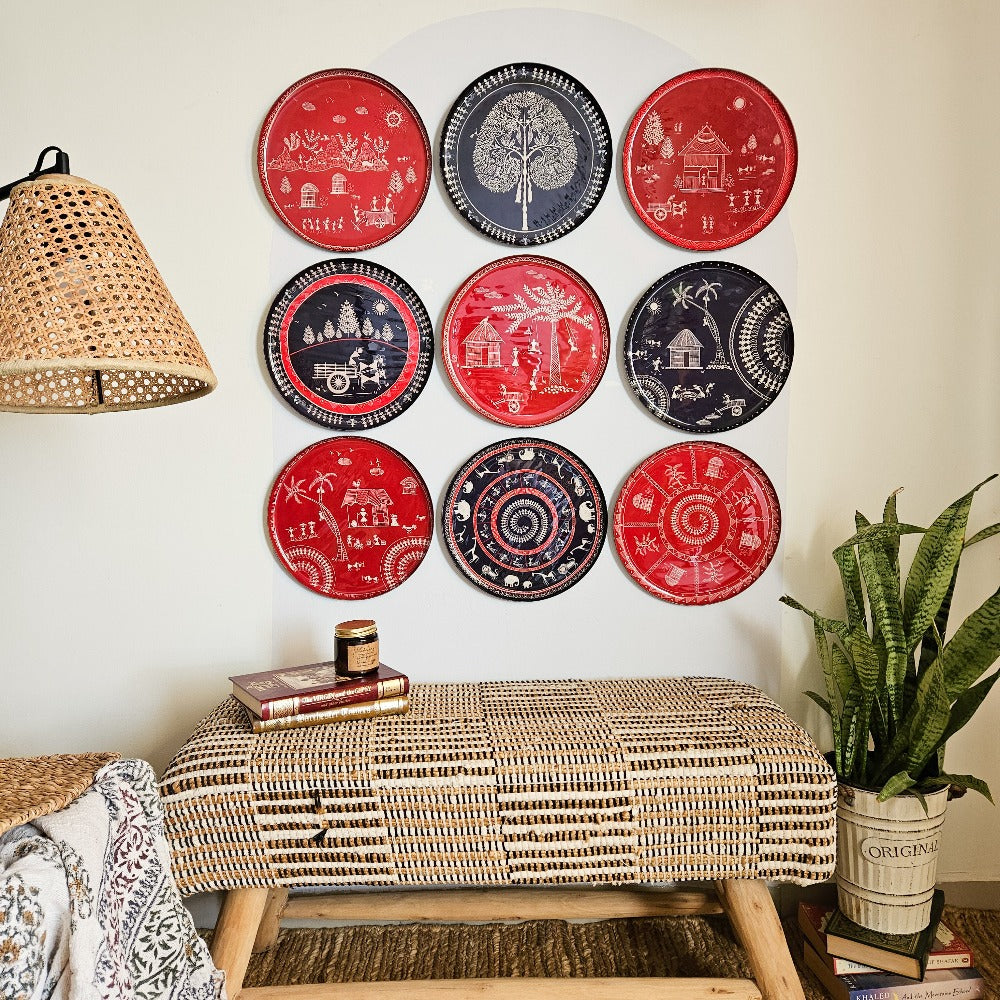 Warli Wall Plates - Set of 9