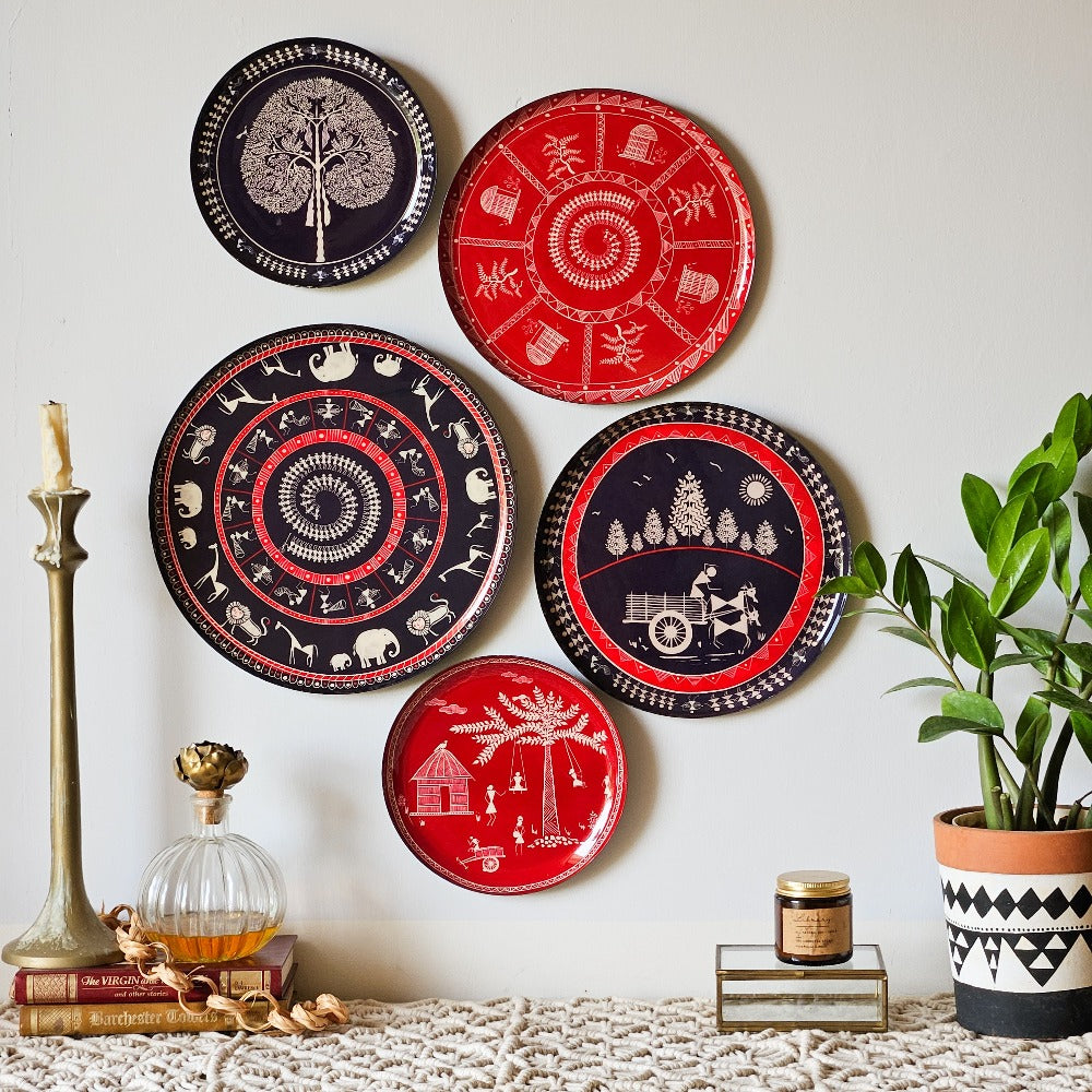 Warli Wall Plates - Set of 5