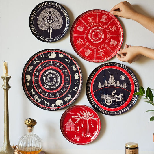 Warli Wall Plates - Set of 5