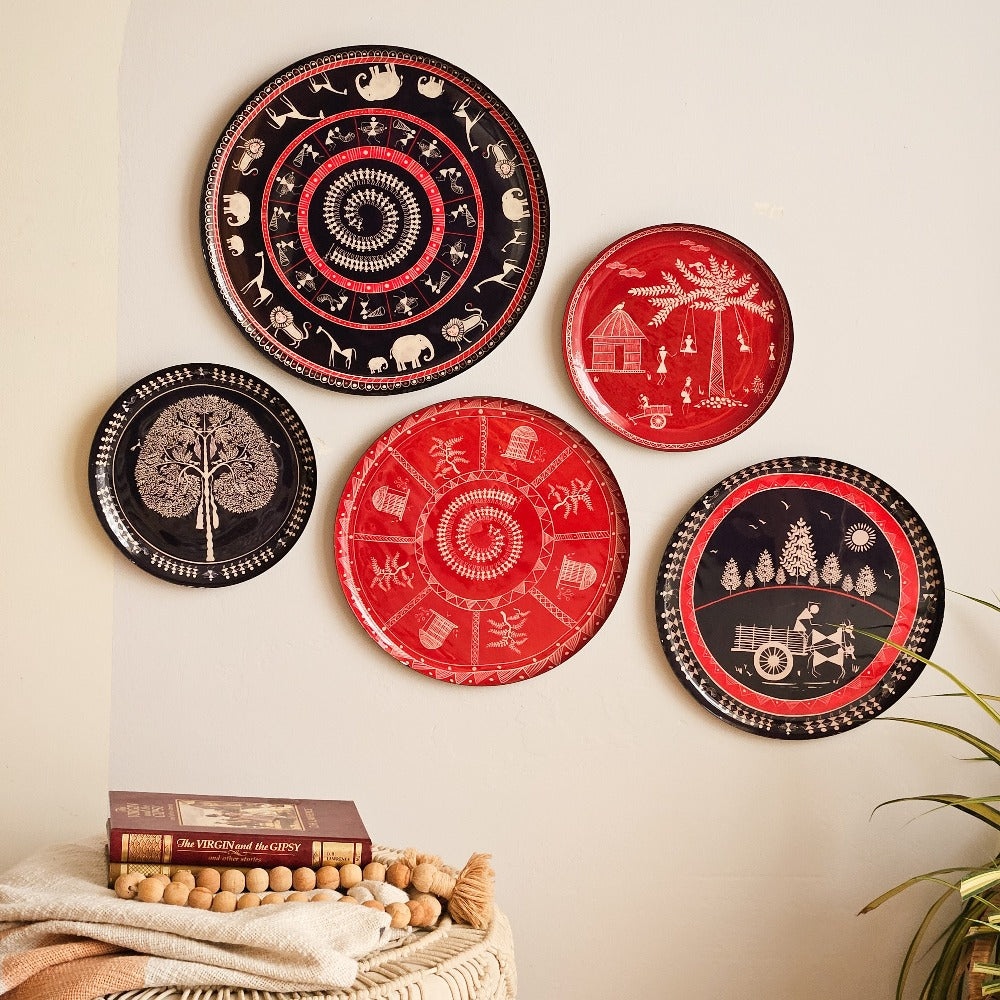 Warli Wall Plates - Set of 5