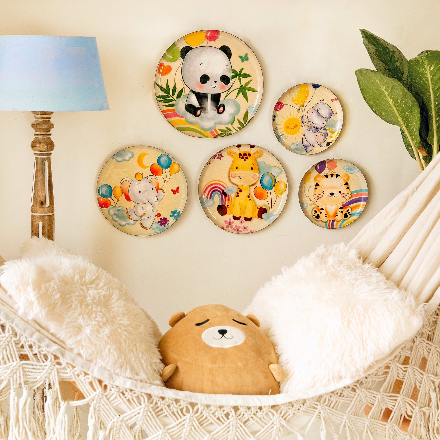 Animal Kingdom Kids Room Wall Plates- Set of 5