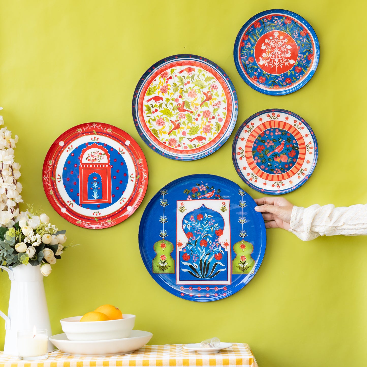 Indigo Jaipur wall plates- Set of 5