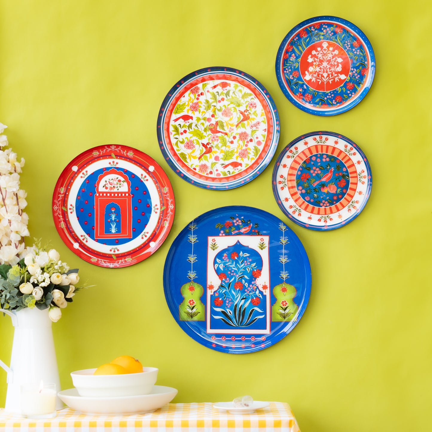 Indigo Jaipur wall plates- Set of 5