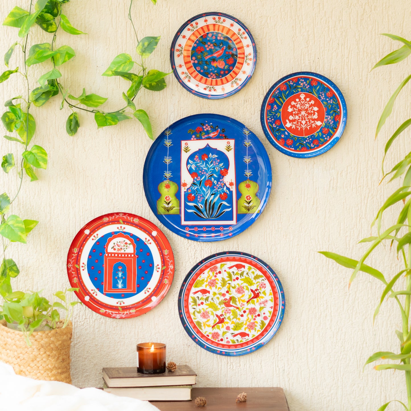 Indigo Jaipur wall plates- Set of 5