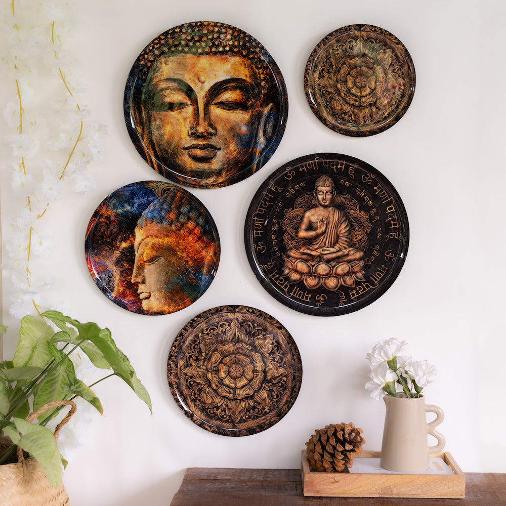 Buy Nirvana Iron Wall Plates Brown- Set of 5 Online | Ritualistic